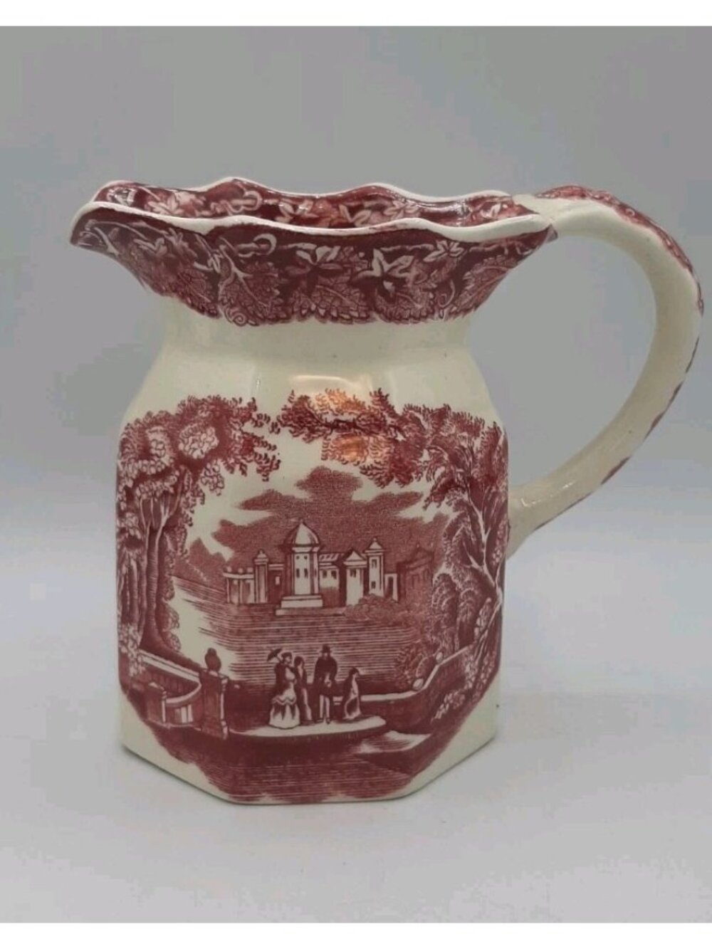 Vintage Mason's Vista Ironstone Ceramic Pitcher 5 1/4 In Stamped England 1930s